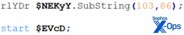 Another obfuscated view, this time of the execution instruction