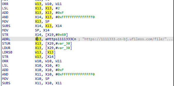Section of obfuscated code for loading the malicious URL