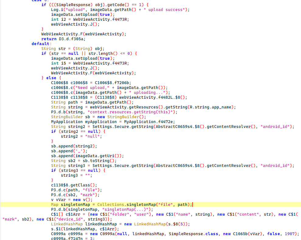Code snippet for photo uploads