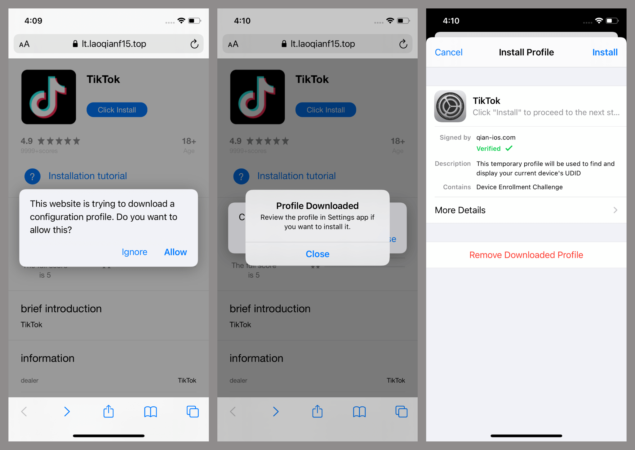 Profile installation flow