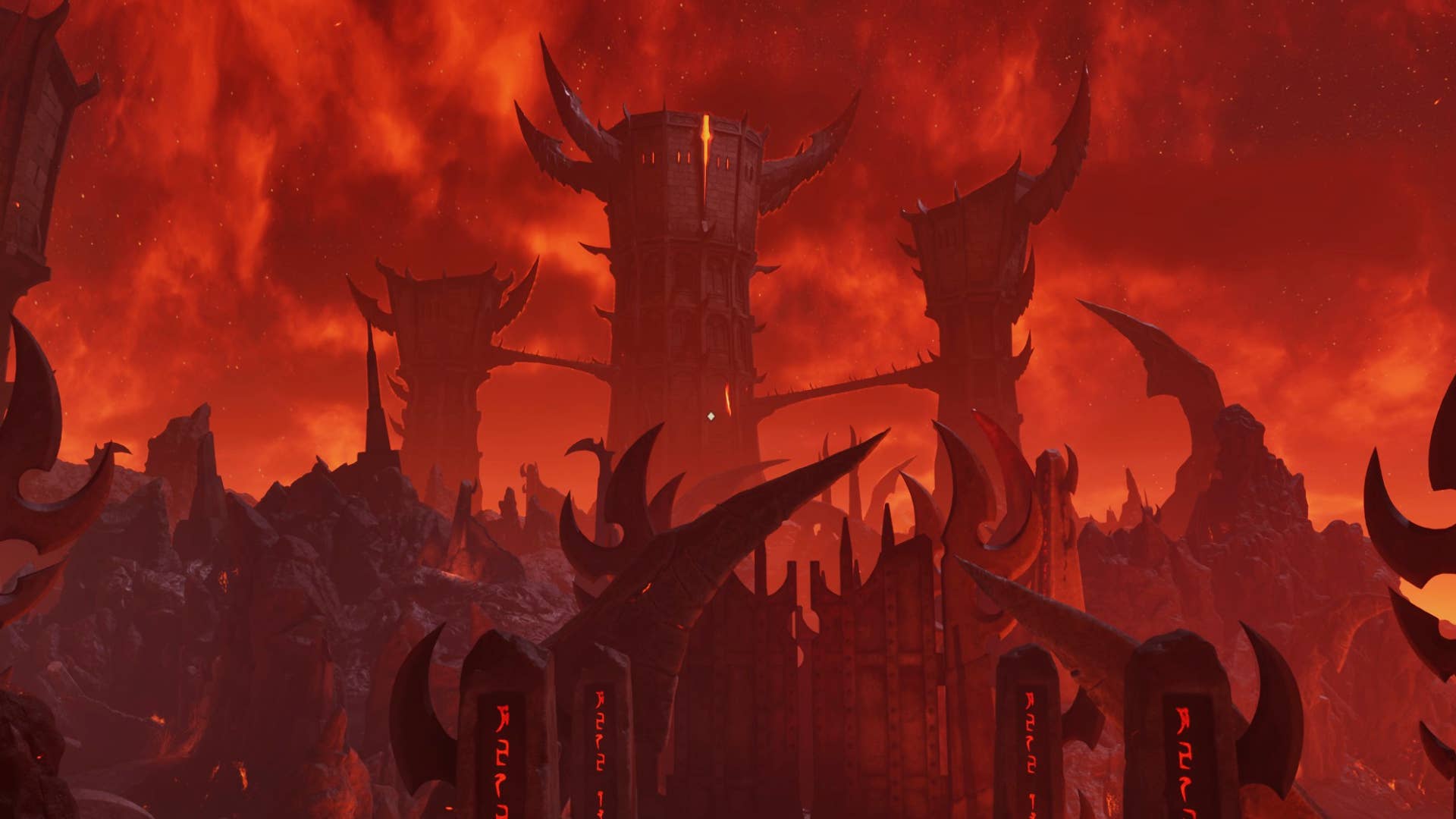 Some Oblivion towers in Oblivion Remastered.