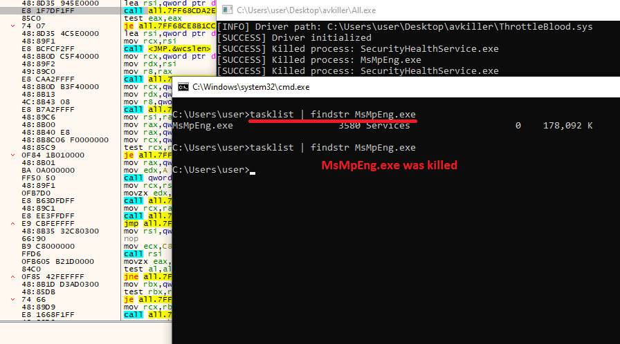 MsMpEng.exe was killed